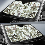 Monkey Sloth Lemur Palm Trees Pattern Car Sun Shade