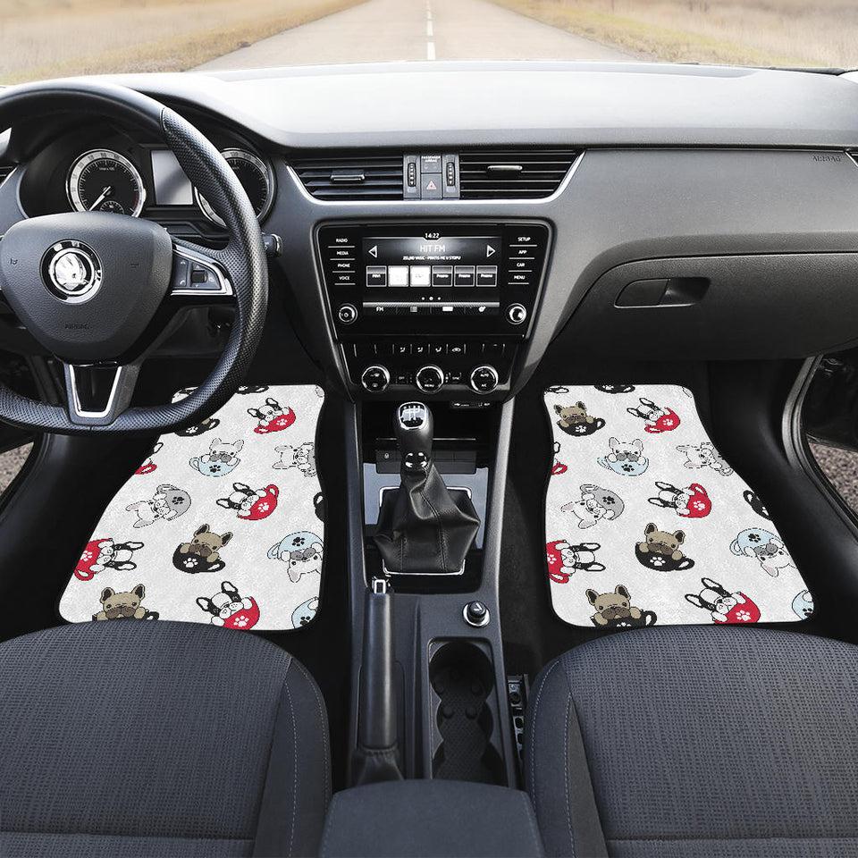 French Bulldog Cup Paw Pattern Front And Back Car Mats