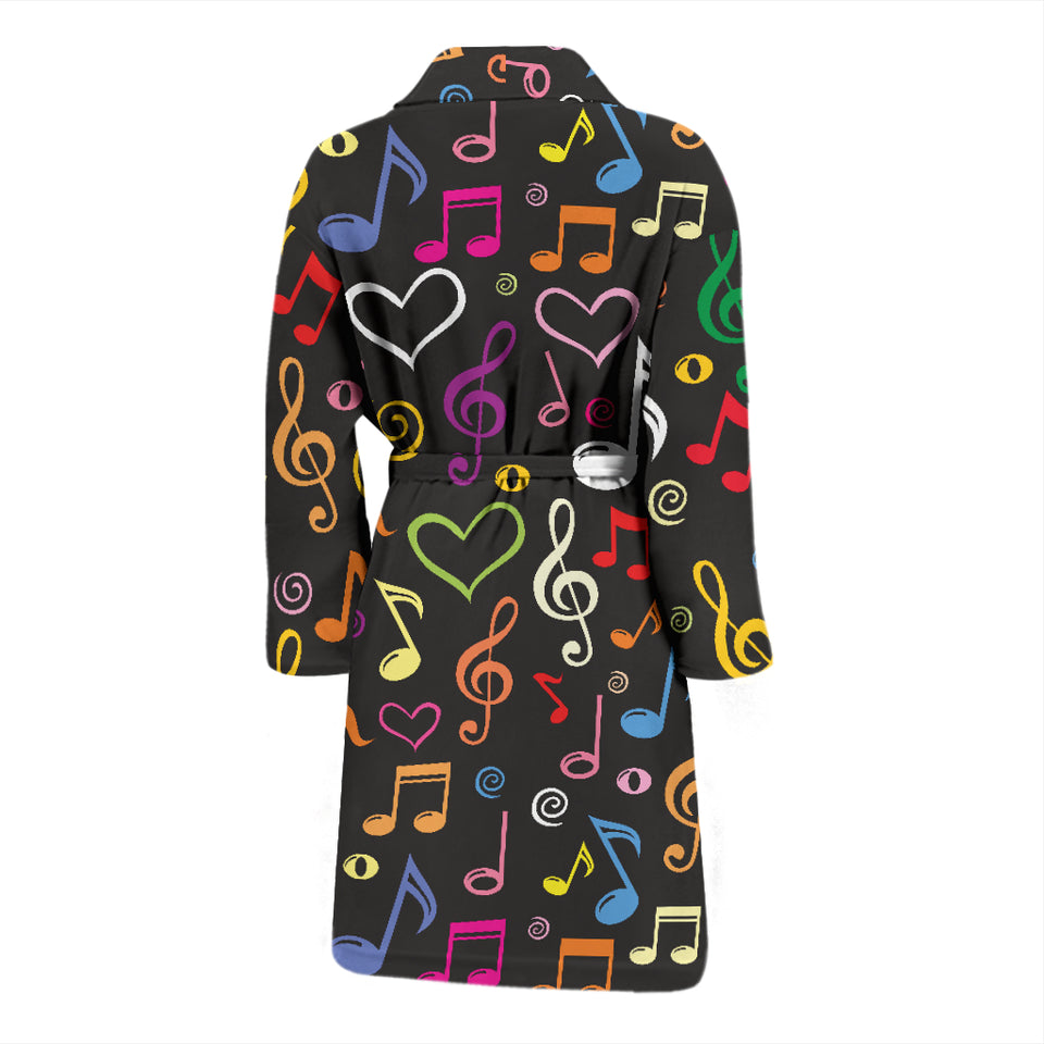 Music Notes Pattern Print Design 02 Men's Bathrobe