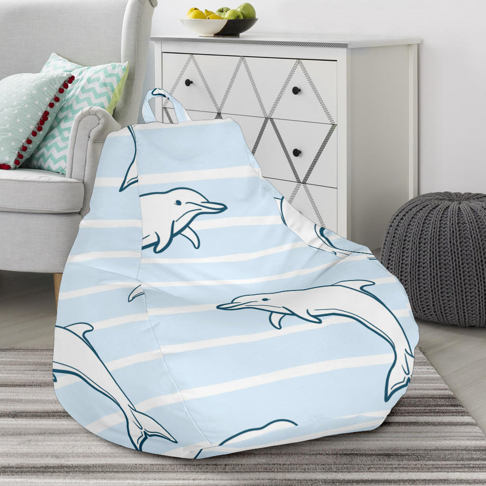 Dolphin Blue Striped Background Bean Bag Cover