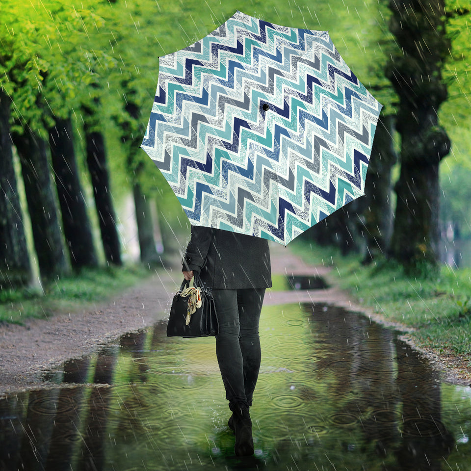 Zigzag  Chevron Blue Pattern Umbrella