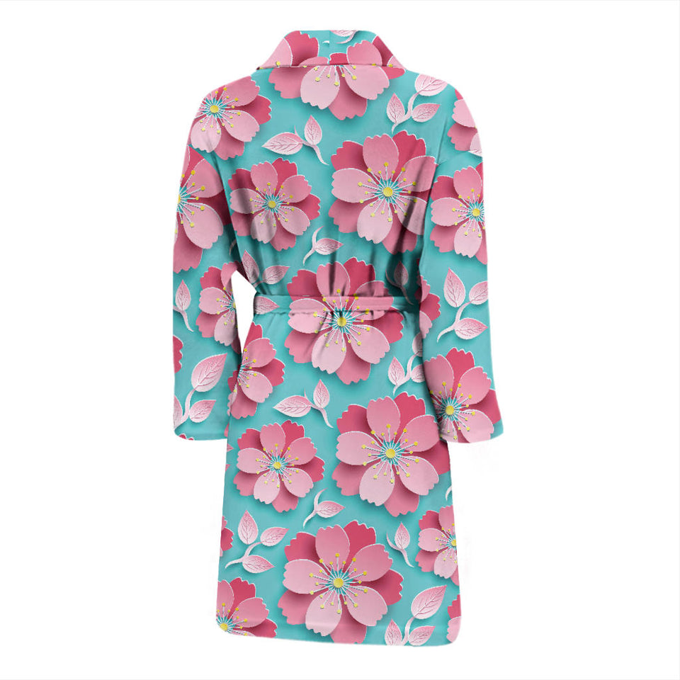 3D Sakura Cherry Blossom Pattern Men'S Bathrobe
