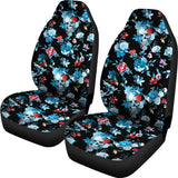 Skull Flower Roses Leave Pattern  Universal Fit Car Seat Covers