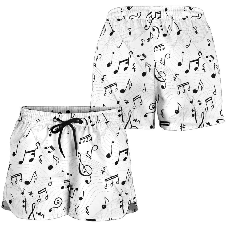 Music Notes Pattern Print Design 04 Women Shorts