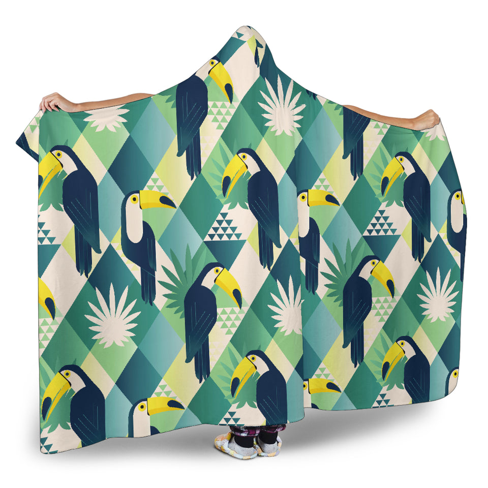 Toucan Tropical Leaves Design Pattern Hooded Blanket