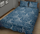 Hand drawn sailboat pattern Quilt Bed Set