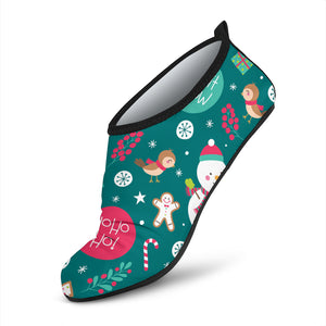 Snowman Bird Decorative Elements Christmas Pattern Aqua Shoes