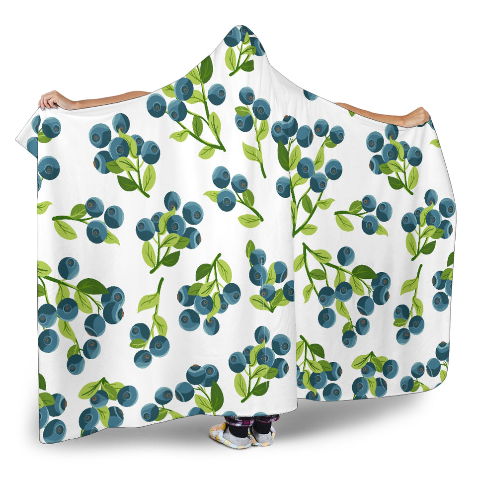 Blueberry White Background Hooded Blanket