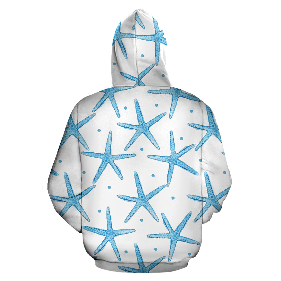 Watercolor Starfish Pattern Zip Up Hoodie