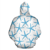 Watercolor Starfish Pattern Zip Up Hoodie