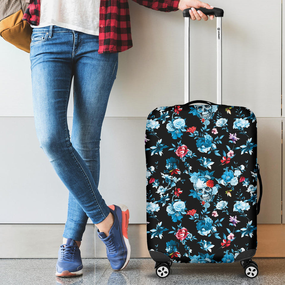Skull Flower Roses Leave Pattern Cabin Suitcases Luggages