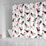 Cool Rooster Chicken Cock Floral Ornament Background Shower Curtain Fulfilled In US
