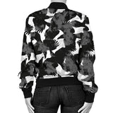 Crow Illustration Pattern Women'S Bomber Jacket