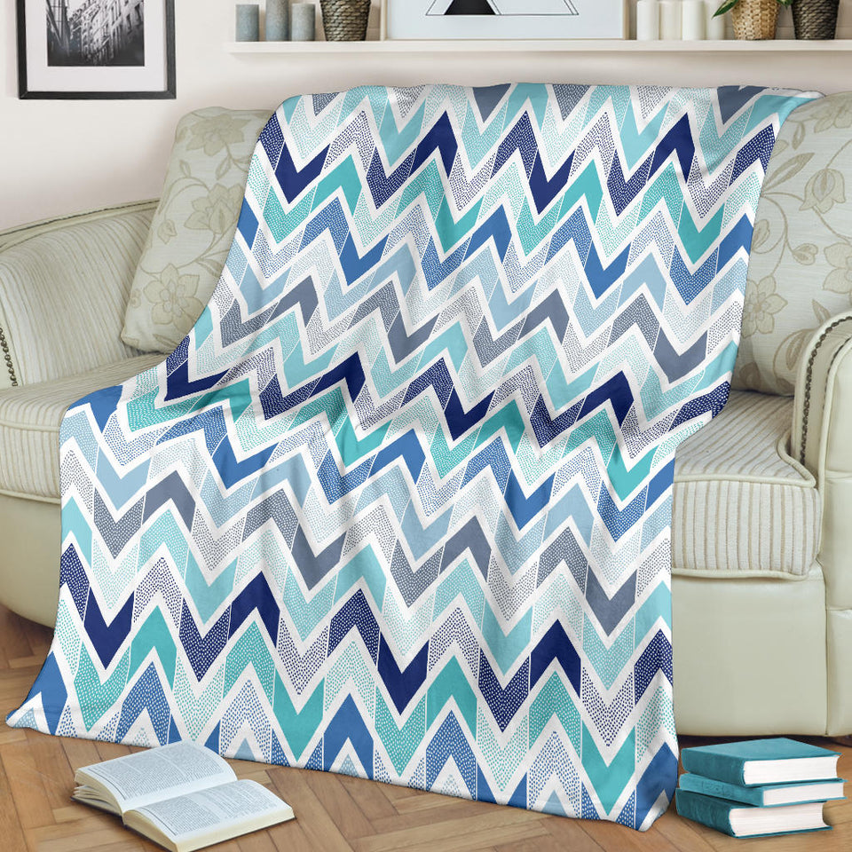 Zigzag  Chevron Blue Pattern Premium Blanket