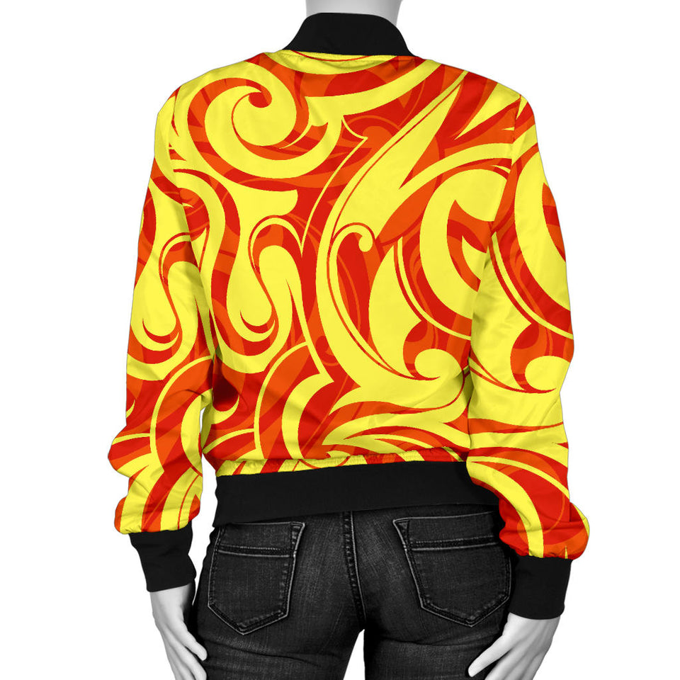 Fire Flame Design Pattern Women'S Bomber Jacket