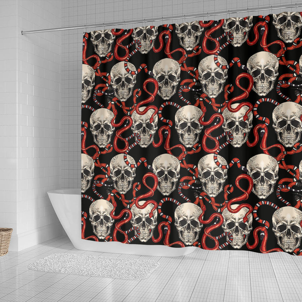 Red Snake Skull Pattern Shower Curtain Fulfilled In US
