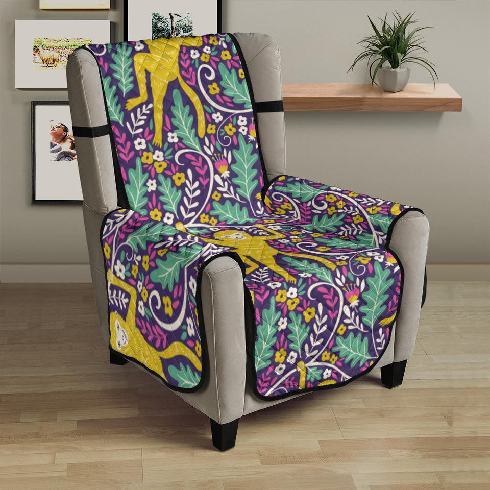 Cute yellow monkey leaves pattern Chair Cover Protector