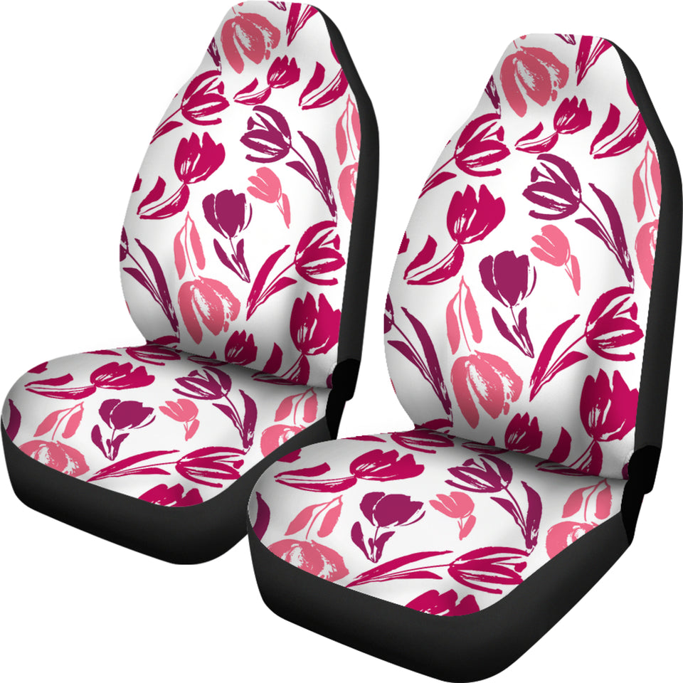 Pink Sketch Tulip Pattern  Universal Fit Car Seat Covers
