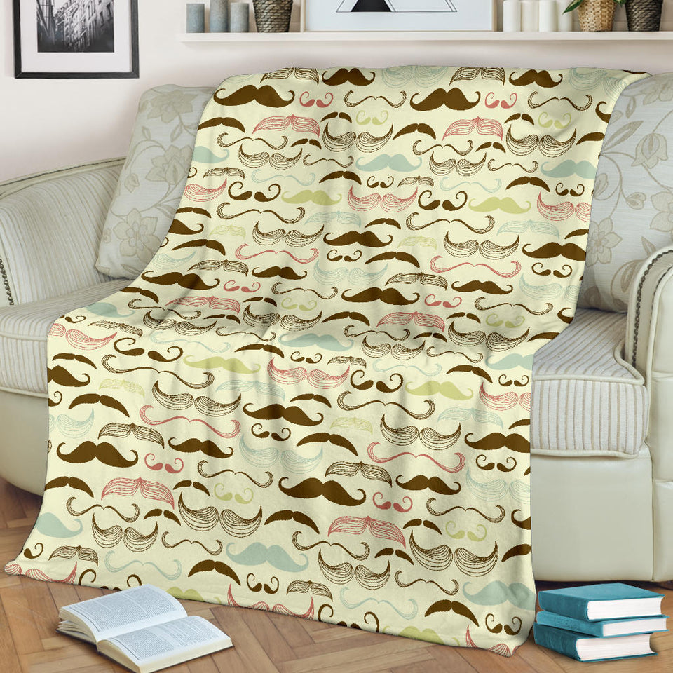 Mustache Beard Pattern Print Design 01 Premium Blanket