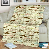 Mustache Beard Pattern Print Design 01 Premium Blanket