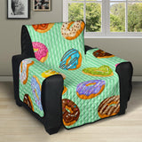 Colorful donut pattern green background Recliner Cover Protector
