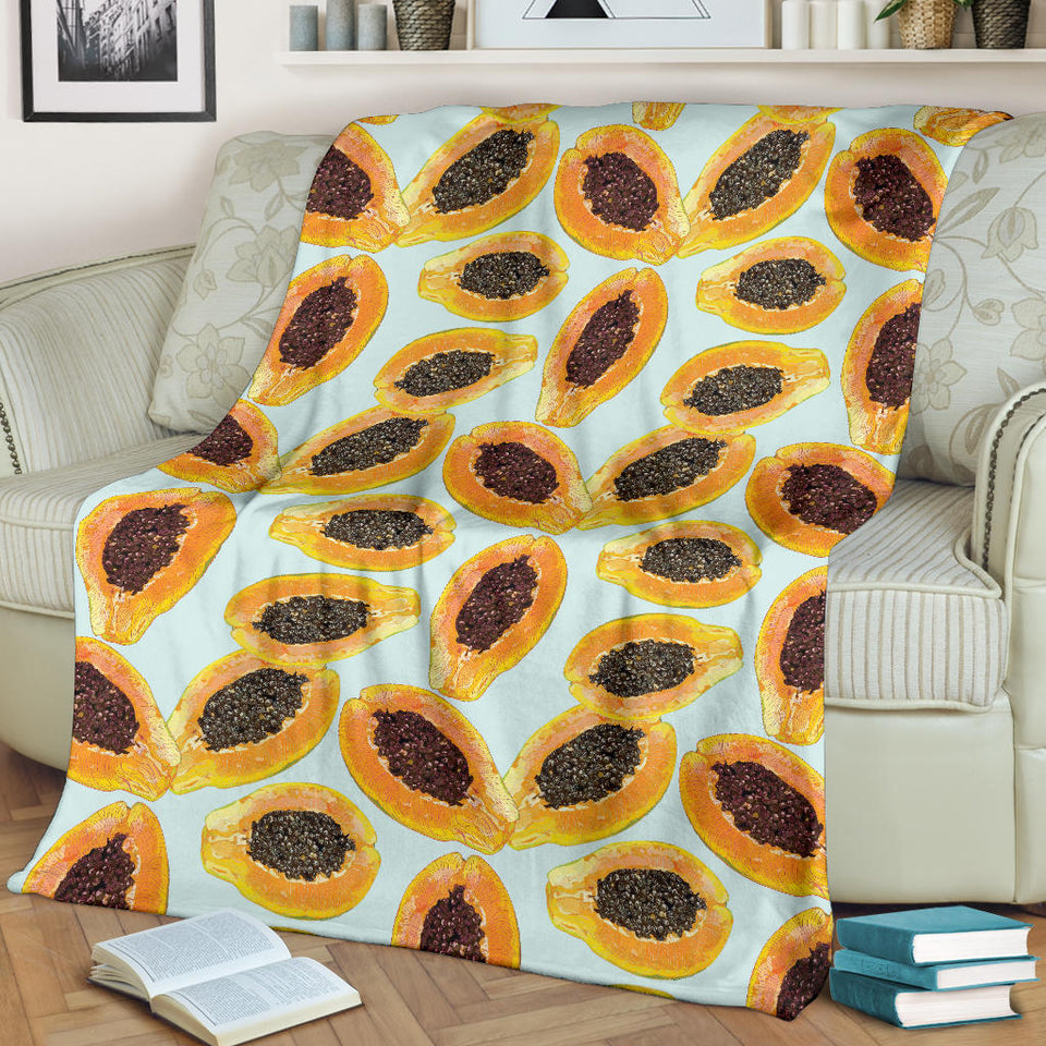 Watercolor Papaya Pattern Premium Blanket