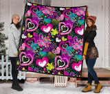 Heart Dot Wave Star Creative Design Pattern Premium Quilt