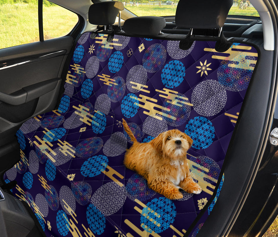 Blue Japanese Pattern Cloud Wave Flower Dog Car Seat Covers