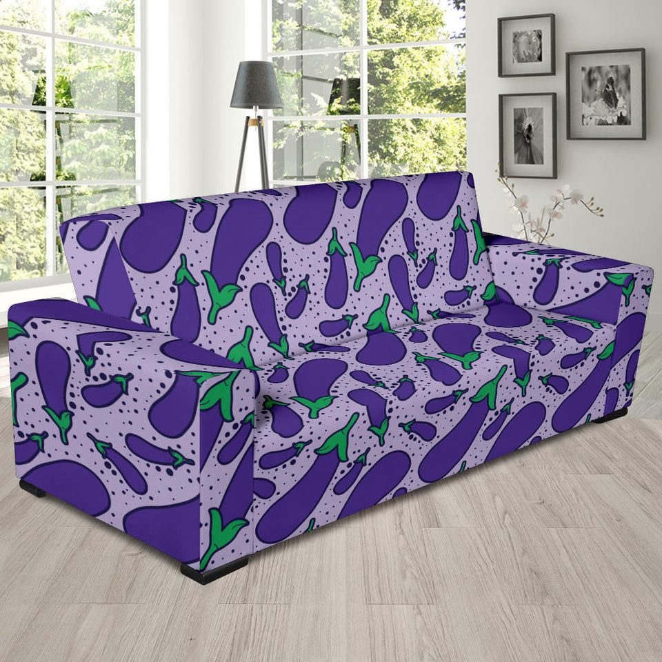 Eggplant Pattern Print Design 03 Sofa Slipcover