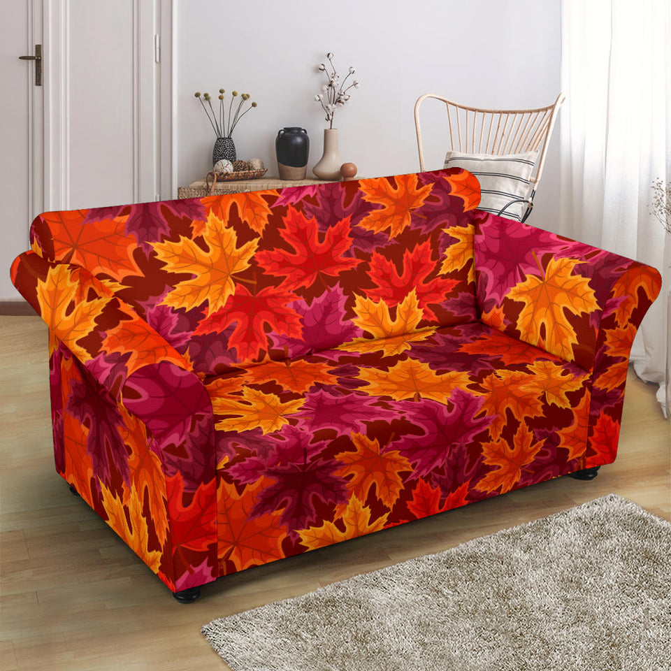 Autumn Maple Leaf Pattern Loveseat Couch Slipcover