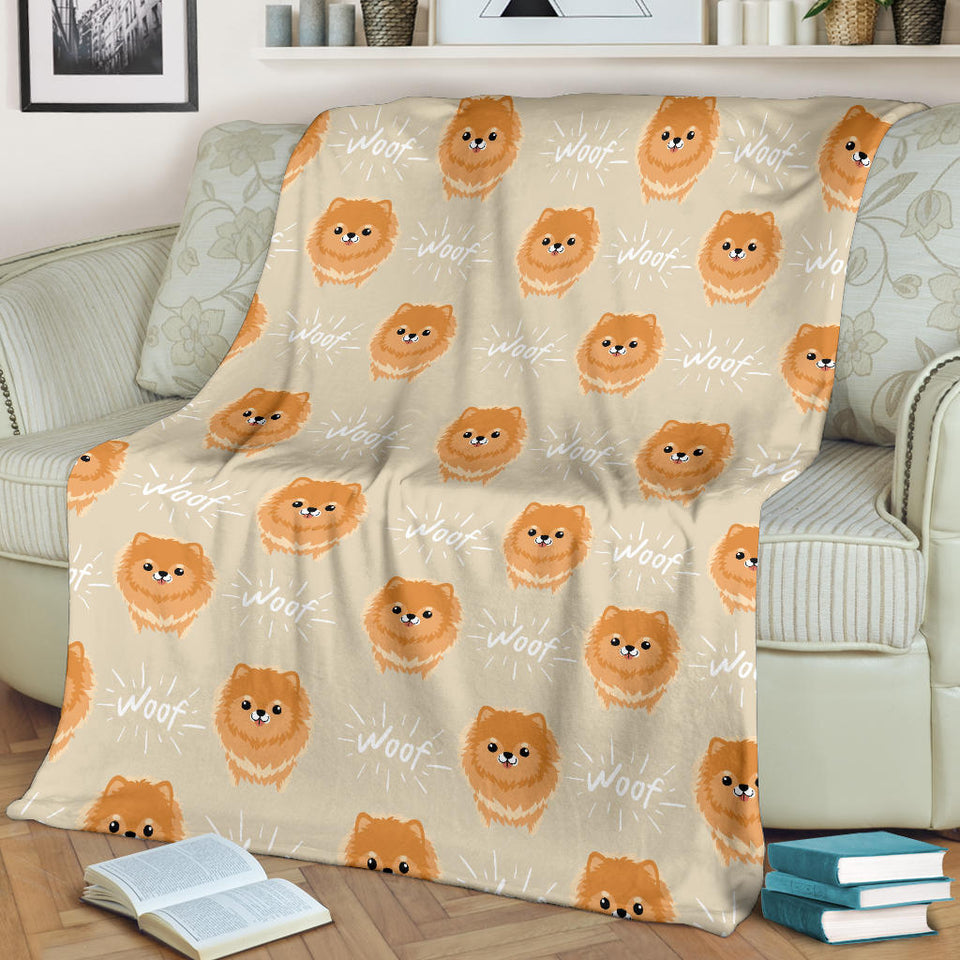 Cute Brown Pomeranian Puppy  Premium Blanket