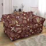 Coffee Bean Flower Pattern Loveseat Couch Slipcover