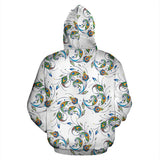 Peacock Feather Pattern Zip Up Hoodie