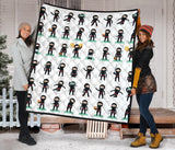 Cute Ninja Katana Sword Pattern Premium Quilt