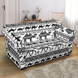 Camel Polynesian Tribal Pattern Loveseat Couch Slipcover