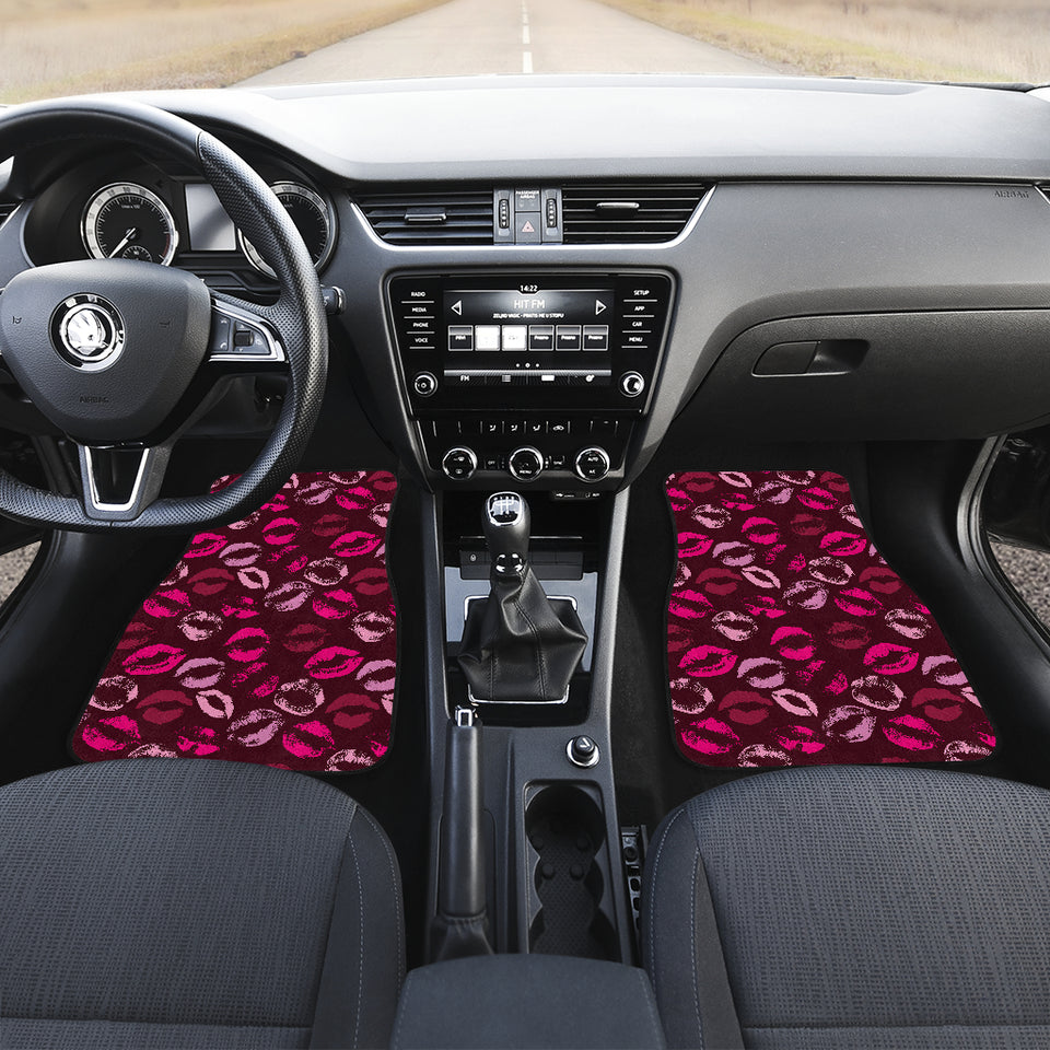 Lips Pattern Print Design 03 Front and Back Car Mats
