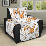 Cute corgi heart star bone pattern Recliner Cover Protector