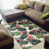 Heliconia Flowers, Palm And Monstera Leaves Area Rug