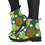 Whole Sliced Kiwi Leave And Flower Leather Boots