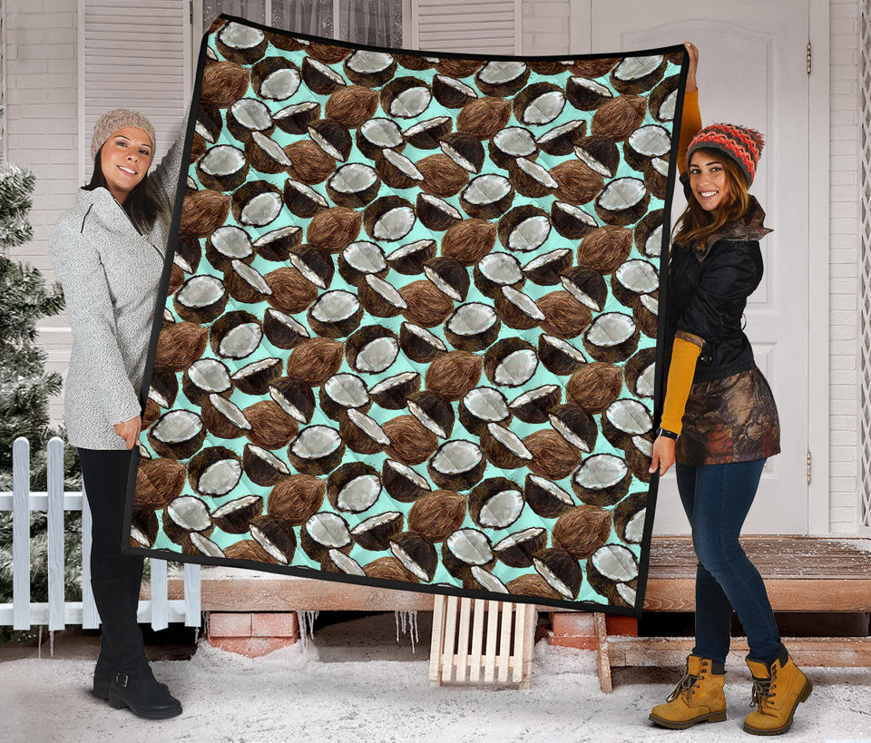 Coconut Pattern Print Design 03 Premium Quilt