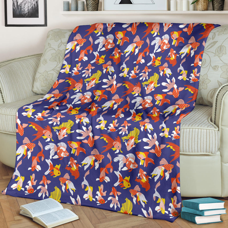 Goldfish Pattern Print Design 04 Premium Blanket