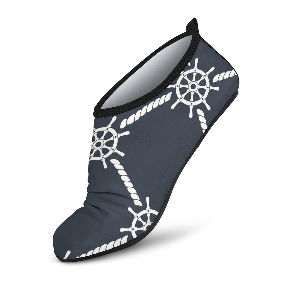 Nautical Steering Wheel Rope Pattern Aqua Shoes