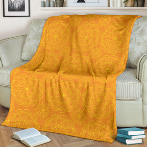 Orange Traditional Indian Element Pattern Premium Blanket