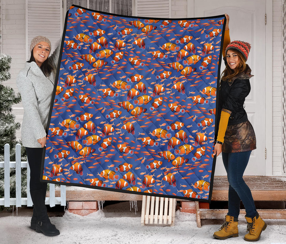 Clown Fish Pattern Print Design 04 Premium Quilt