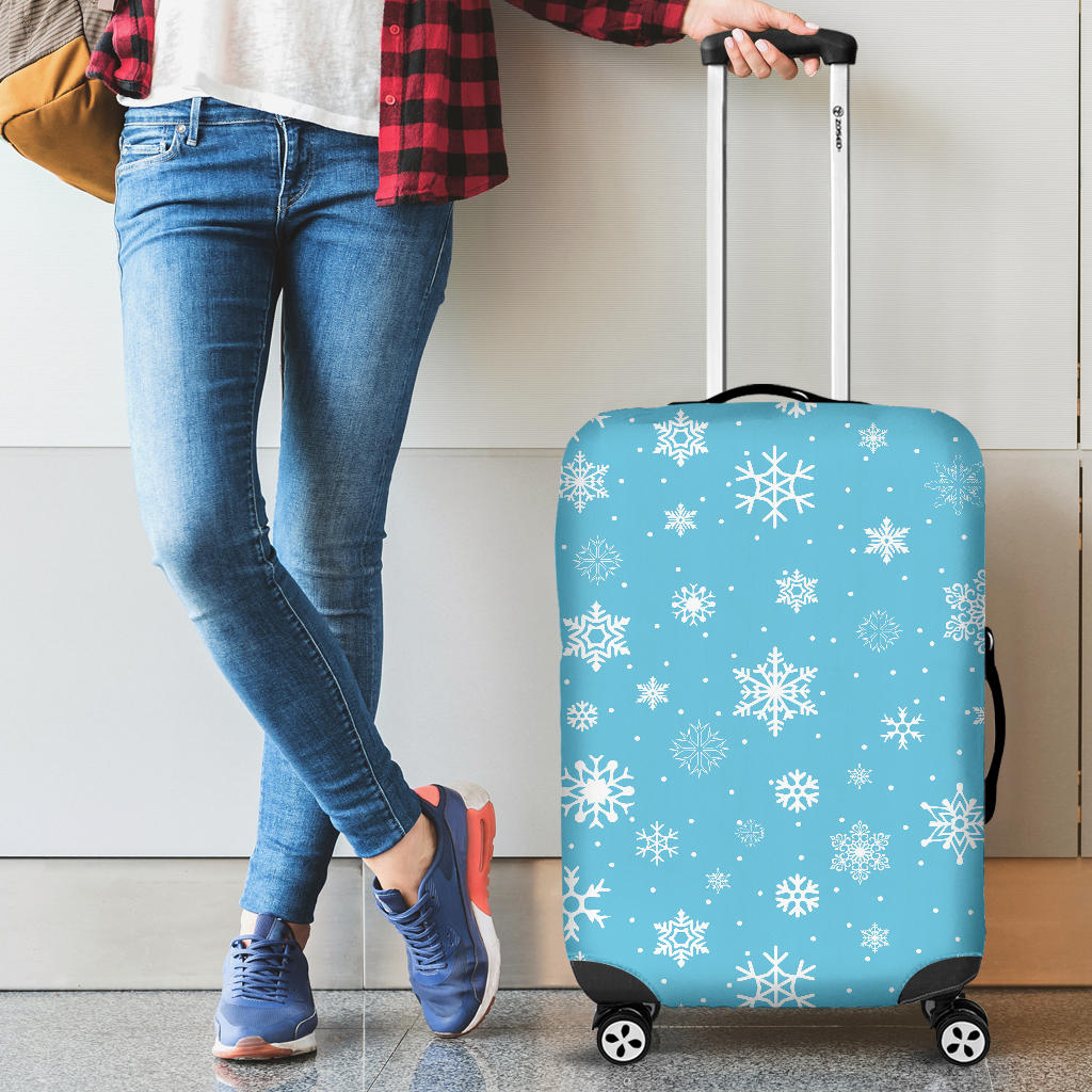 Snowflake Pattern Blue Background Cabin Suitcases Luggages