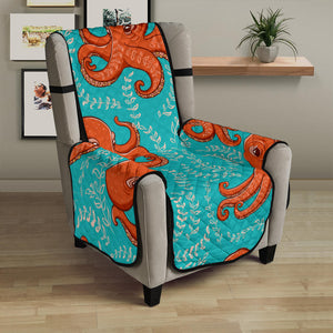 Octopus turquoise background Chair Cover Protector