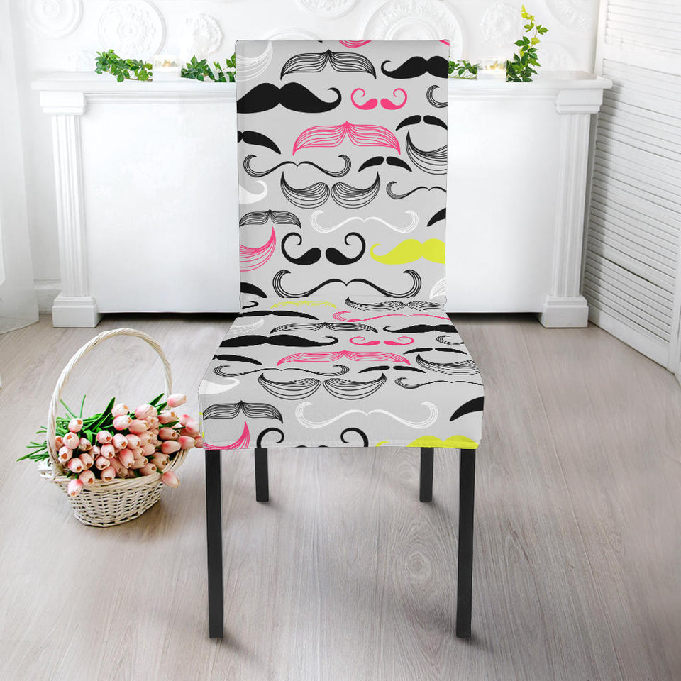 Mustache Beard Pattern Print Design 02 Dining Chair Slipcover