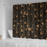 Gold Peacock Feather Pattern Shower Curtain Fulfilled In US