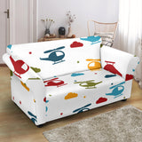 Colorful Helicopter Pattern Loveseat Couch Slipcover