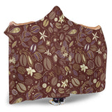 Coffee Bean Flower Pattern Hooded Blanket